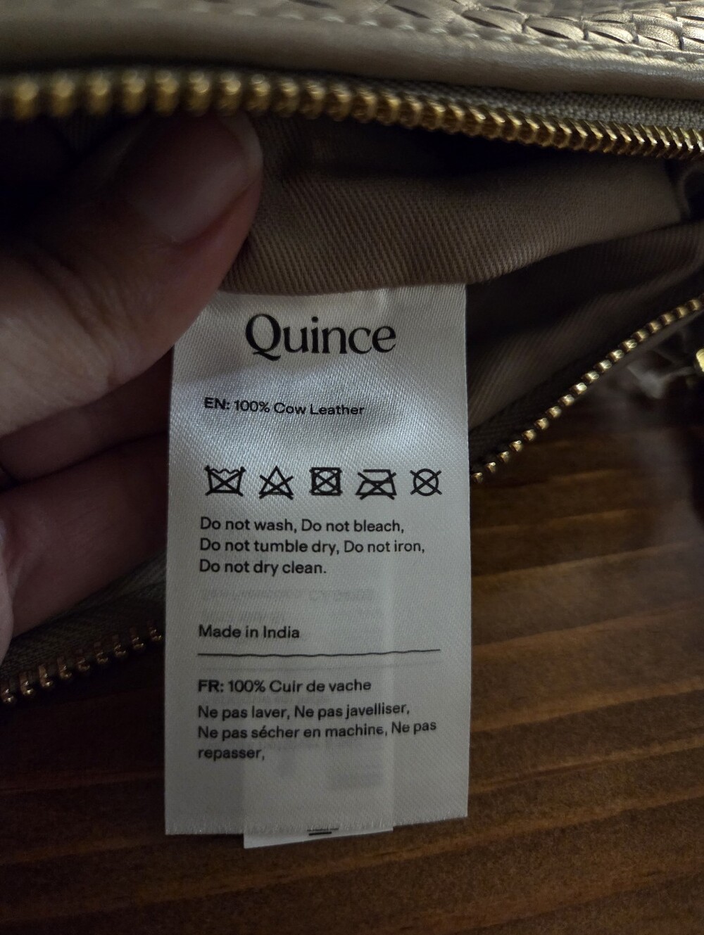 Quince Taupe Woven Leather Crossbody Bag - Picture 5 of 7